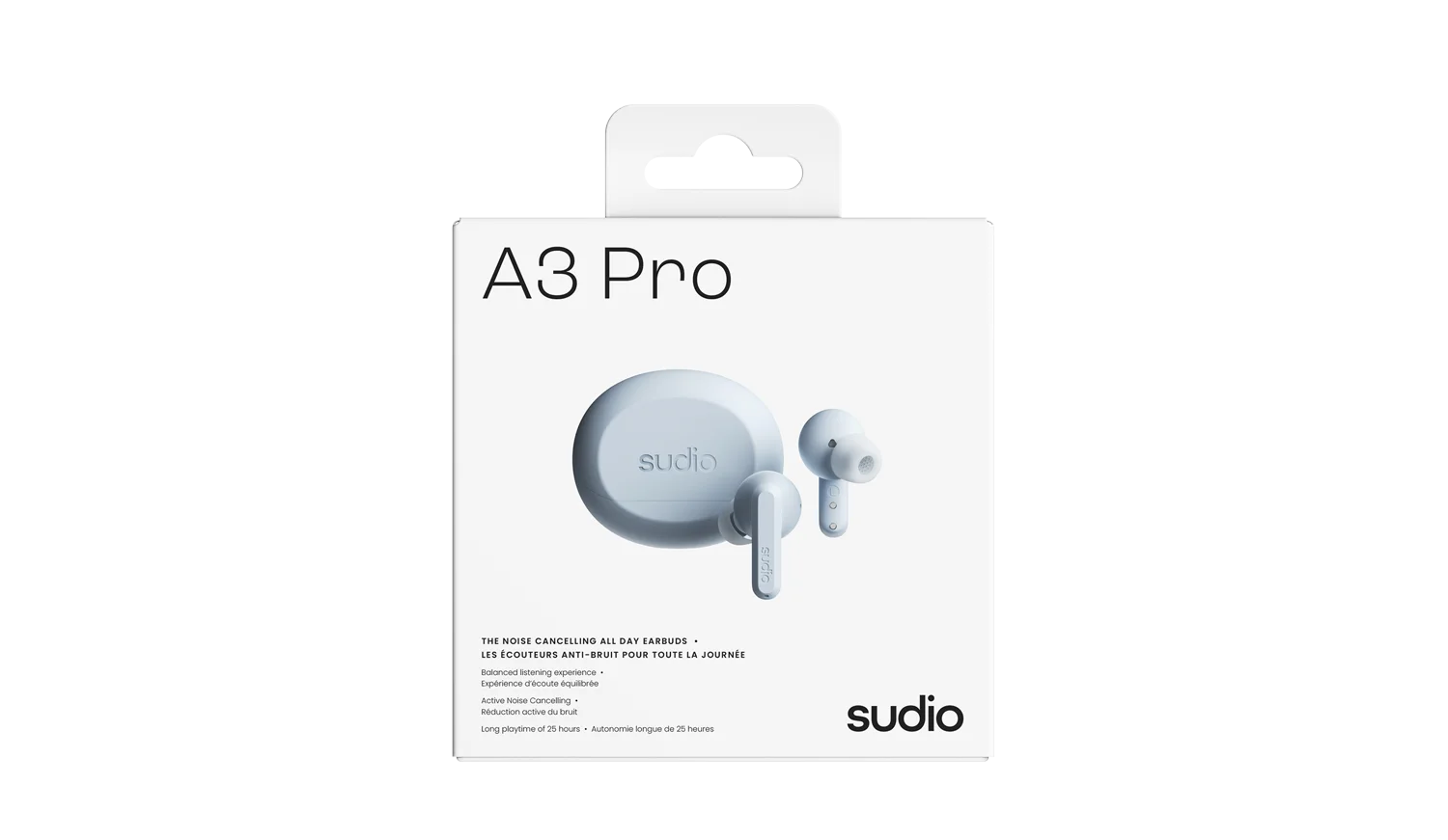 Sudio A3 Pro Earbuds and Case package box