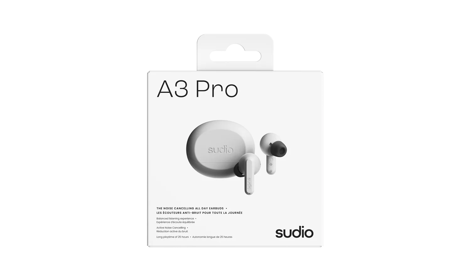 Sudio A3 Pro Earbuds and Case package box